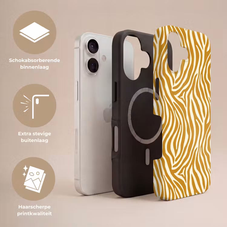 Zebra - Klassiek - Oker - Geel Toughcase MagSafe Apple iPhone 17 klein 1017 -USP_Lagen_NL