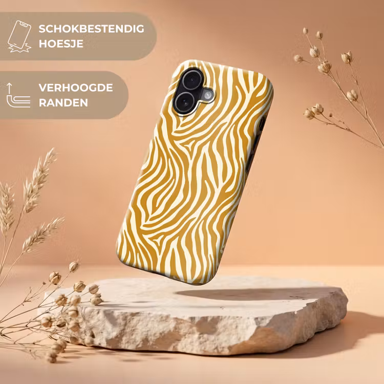 Zebra - Klassiek - Oker - Geel Toughcase MagSafe Apple iPhone 17 klein 1017 -USP_RandenV_NL