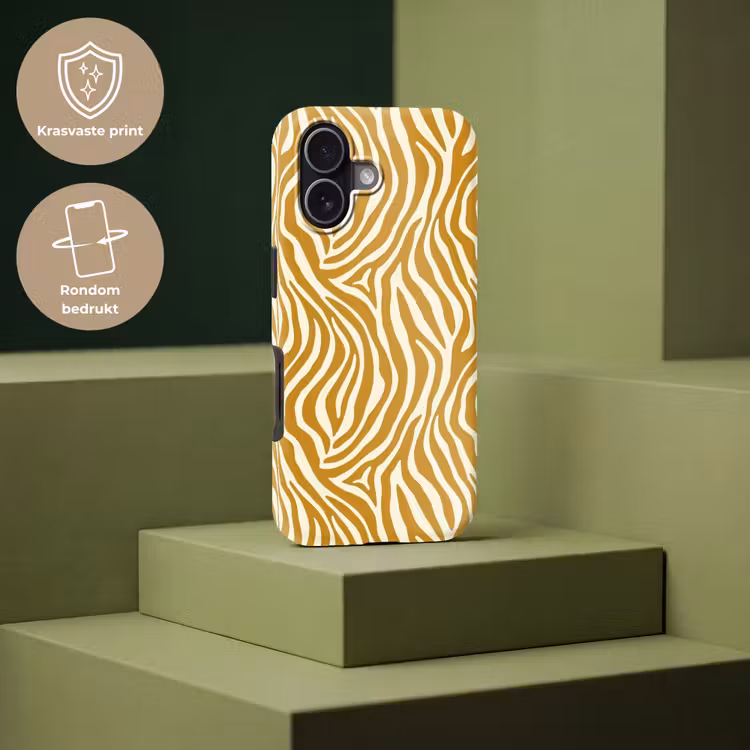 Zebra - Klassiek - Oker - Geel Toughcase MagSafe Apple iPhone 17 klein 1017 -USP_PrintM_NL