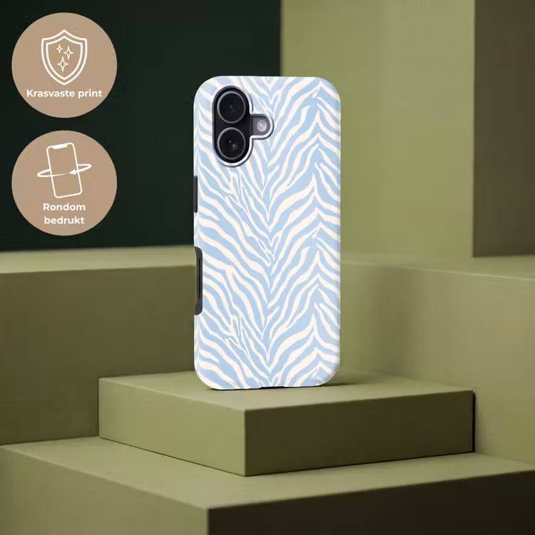 Zebra - Motief - Blauw - Wit Toughcase MagSafe Apple iPhone 17 klein 1017 -USP_PrintM_NL