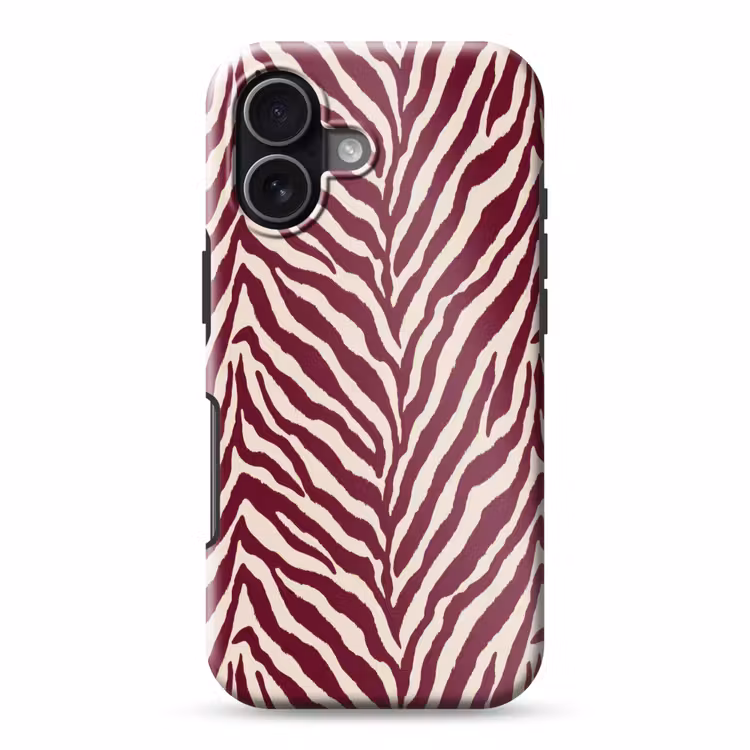 Zebra - Motief - Bordeaux - Rood Toughcase MagSafe Apple iPhone 17 klein 1017 -3d