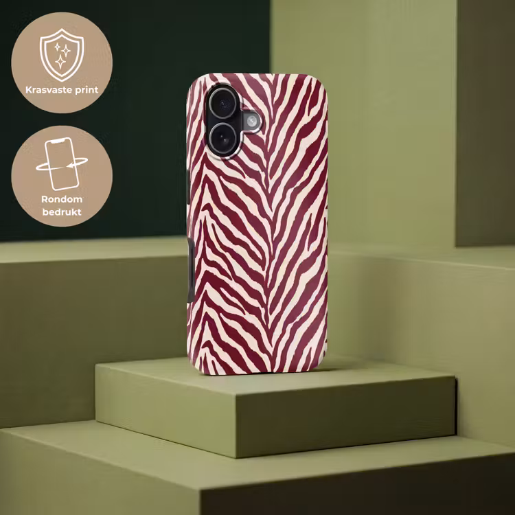 Zebra - Motief - Bordeaux - Rood Toughcase MagSafe Apple iPhone 17 klein 1017 -USP_PrintM_NL