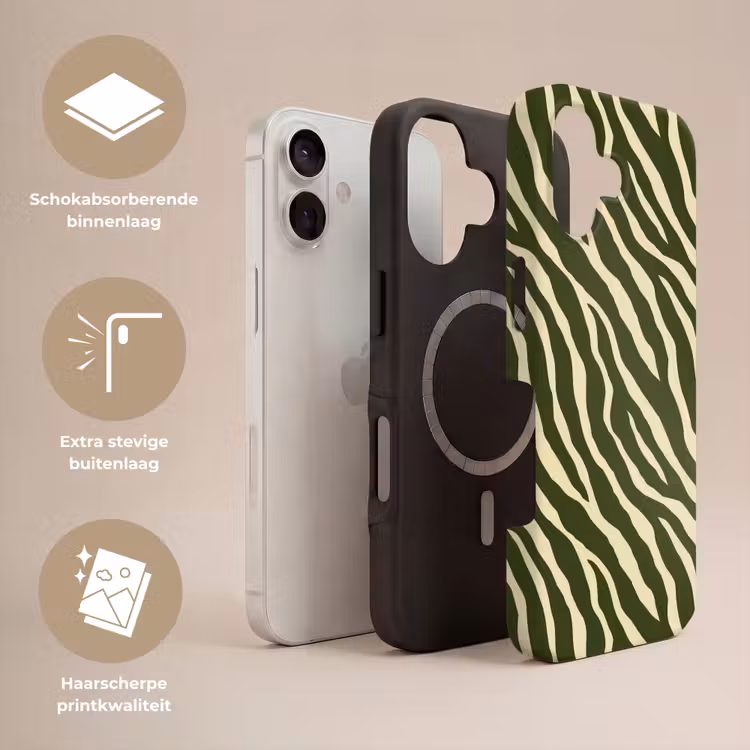 Zebra - Patroon - Groen Toughcase MagSafe Apple iPhone 17 klein 1017 -USP_Lagen_NL