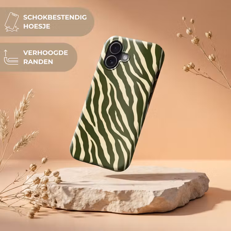 Zebra - Patroon - Groen Toughcase MagSafe Apple iPhone 17 klein 1017 -USP_RandenV_NL