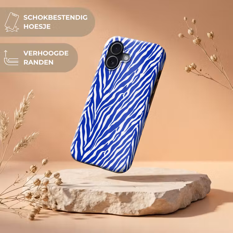 Zebra - Patroon - Kobalt - Blauw Toughcase MagSafe Apple iPhone 17 klein 1017 -USP_RandenV_NL