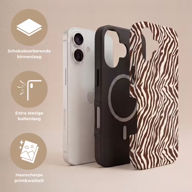 Zebra - Patroon - Zwart - Wit Toughcase MagSafe Apple iPhone 17 klein 1017 -USP_Lagen_NL