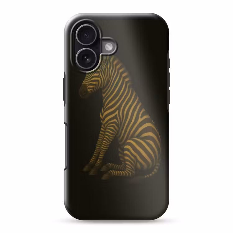 Zebra - Strepen - Goud Toughcase MagSafe Apple iPhone 17 klein -3d