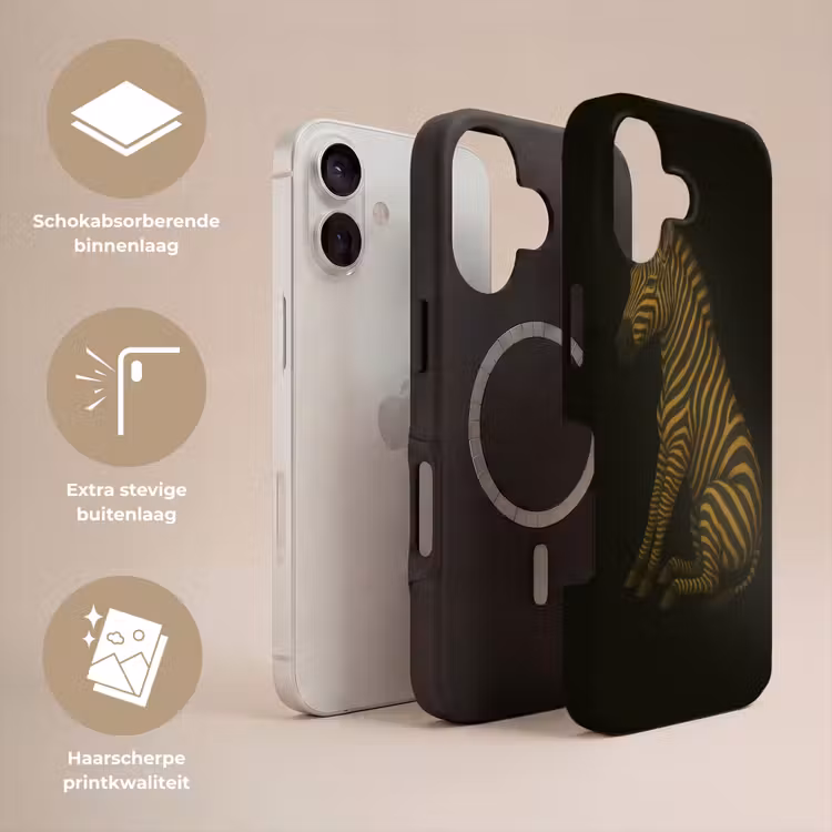 Zebra - Strepen - Goud Toughcase MagSafe Apple iPhone 17 klein -USP_Lagen_NL
