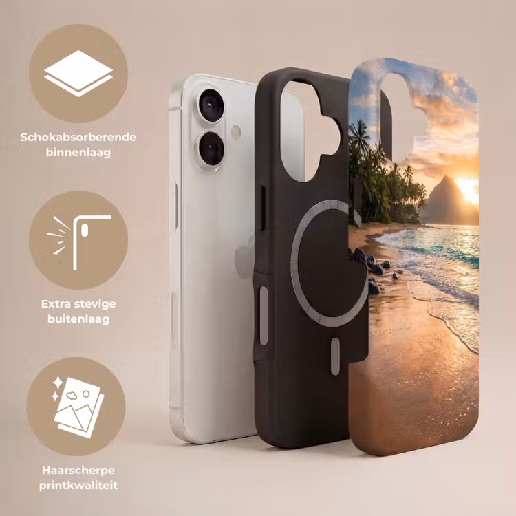 Zee - Berg - Landschap - Tropisch - Goud Toughcase MagSafe Apple iPhone 17 klein -USP_Lagen_NL