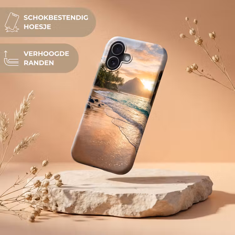Zee - Berg - Landschap - Tropisch - Goud Toughcase MagSafe Apple iPhone 17 klein -USP_RandenV_NL