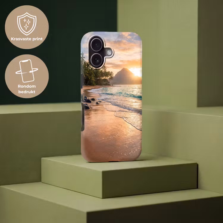 Zee - Berg - Landschap - Tropisch - Goud Toughcase MagSafe Apple iPhone 17 klein -USP_PrintM_NL