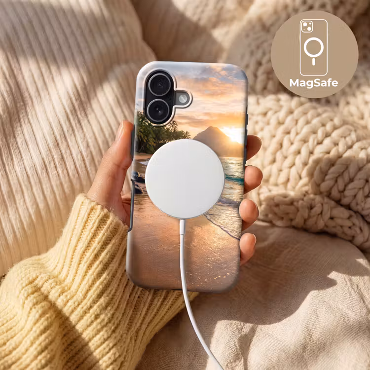 Zee - Berg - Landschap - Tropisch - Goud Toughcase MagSafe Apple iPhone 17 klein -USP_MagsafeV