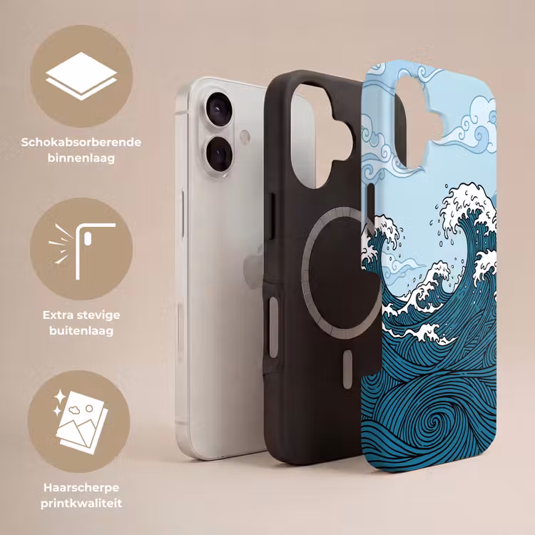 Zee - Golven - Japans - Natuur - Blauw Toughcase MagSafe Apple iPhone 17 klein -USP_Lagen_NL