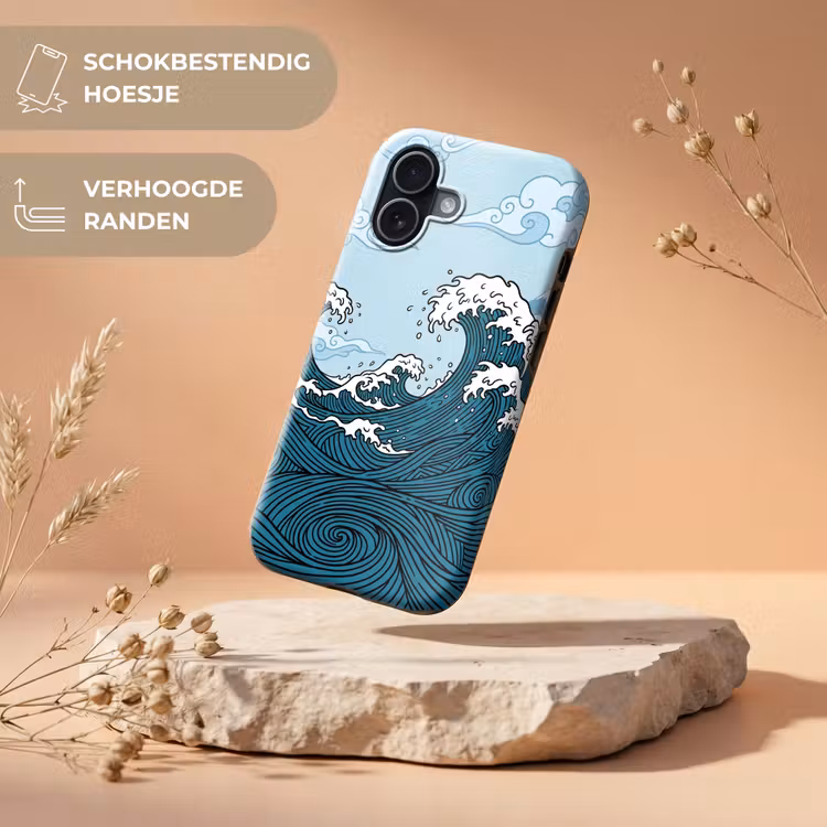 Zee - Golven - Japans - Natuur - Blauw Toughcase MagSafe Apple iPhone 17 klein -USP_RandenV_NL