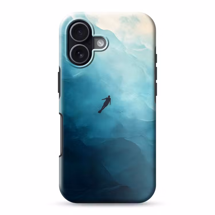 Zee - Silhouet - Abstract - Blauw Toughcase MagSafe Apple iPhone 17 klein -3d