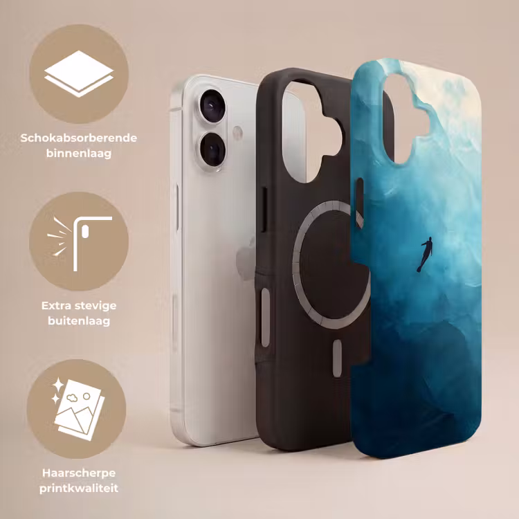 Zee - Silhouet - Abstract - Blauw Toughcase MagSafe Apple iPhone 17 klein -USP_Lagen_NL