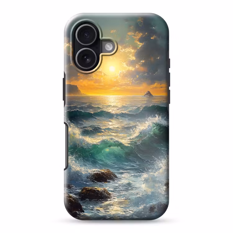 Zee - Zon - Golven - Rotsen Toughcase MagSafe Apple iPhone 17 klein -3d