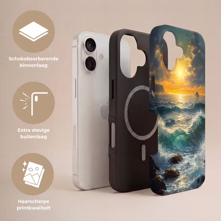 Zee - Zon - Golven - Rotsen Toughcase MagSafe Apple iPhone 17 klein -USP_Lagen_NL