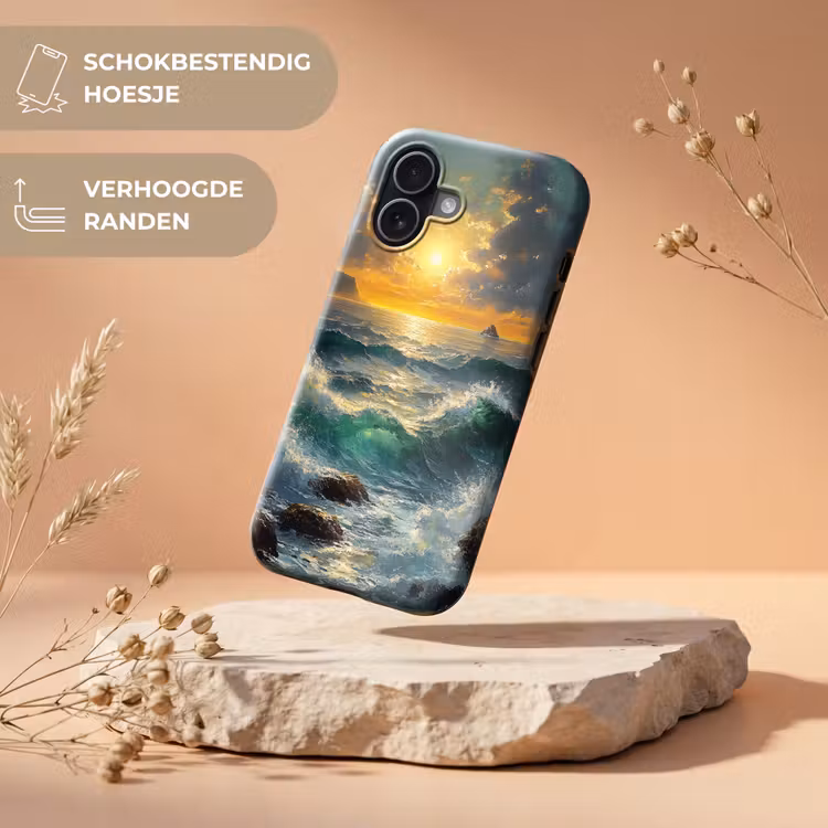 Zee - Zon - Golven - Rotsen Toughcase MagSafe Apple iPhone 17 klein -USP_RandenV_NL