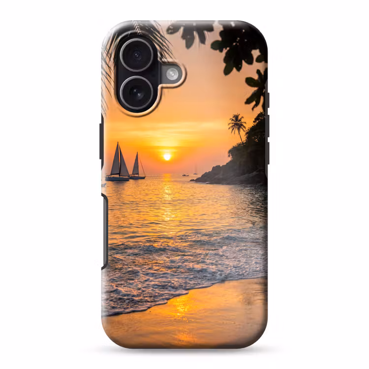 Zee - Zonsondergang - Boot - Natuur - Oranje Toughcase MagSafe Apple iPhone 17 klein -3d