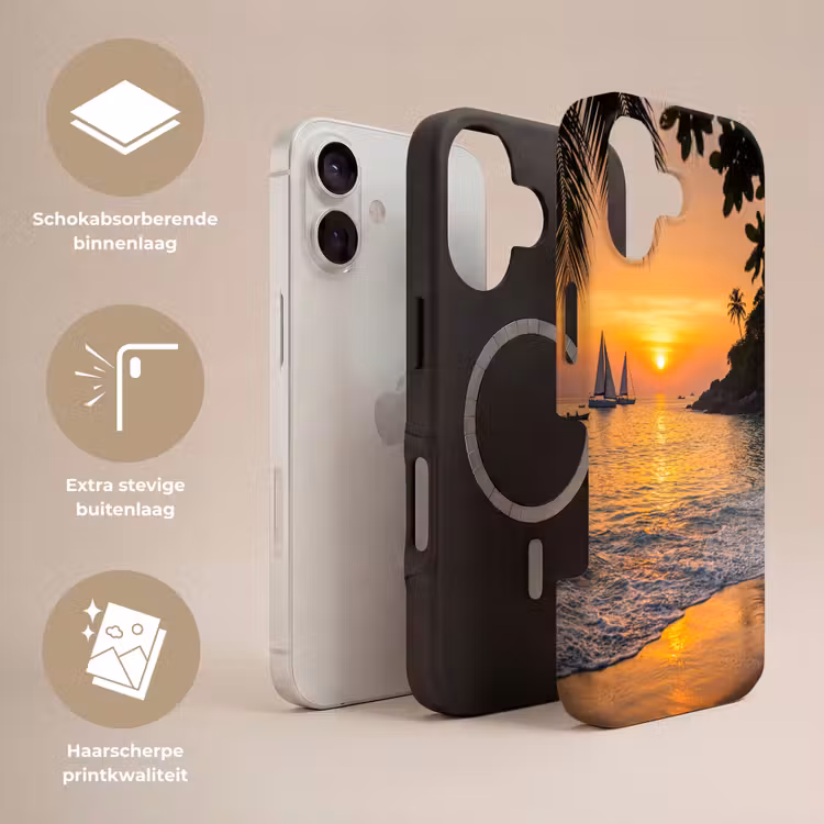 Zee - Zonsondergang - Boot - Natuur - Oranje Toughcase MagSafe Apple iPhone 17 klein -USP_Lagen_NL