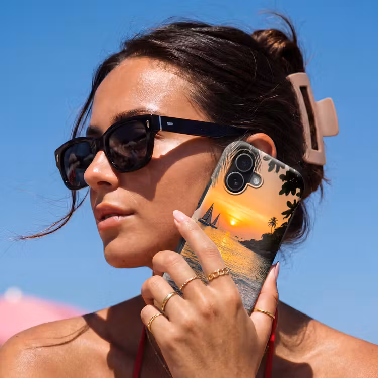 Zee - Zonsondergang - Boot - Natuur - Oranje Toughcase MagSafe Apple iPhone 17 klein -Sfeer2V