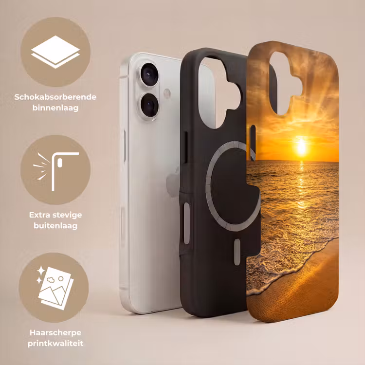 Zee - Zonsondergang - Golven - Kust - Oranje Toughcase MagSafe Apple iPhone 17 klein -USP_Lagen_NL