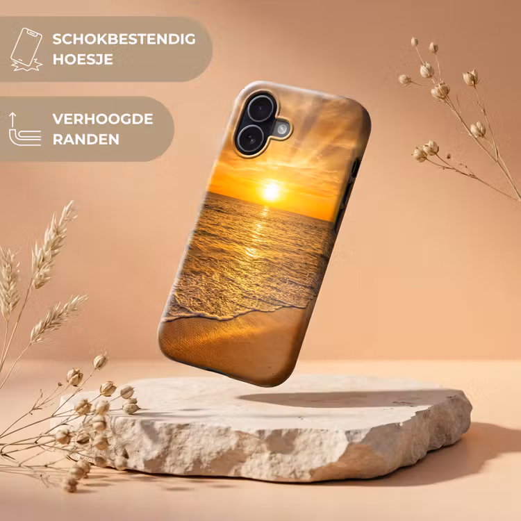 Zee - Zonsondergang - Golven - Kust - Oranje Toughcase MagSafe Apple iPhone 17 klein -USP_RandenV_NL