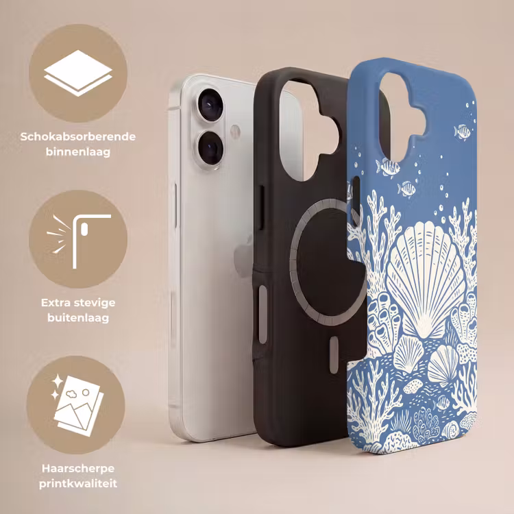 Zeeleven - Koraal - Schelp - Vis - Illustratie - Onderwater Toughcase MagSafe Apple iPhone 17 klein -USP_Lagen_NL