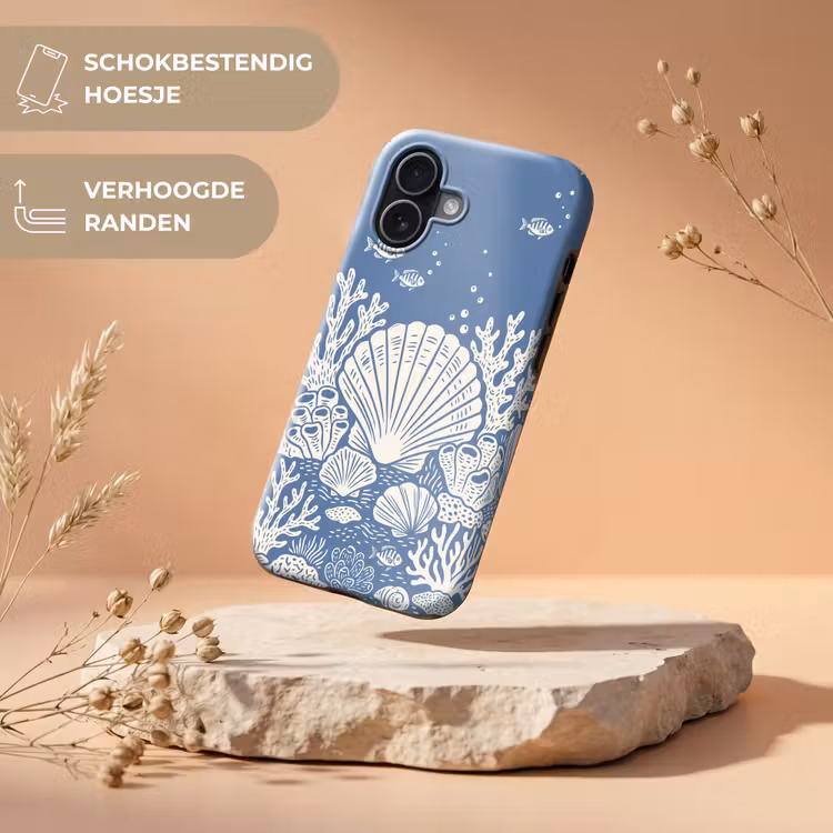 Zeeleven - Koraal - Schelp - Vis - Illustratie - Onderwater Toughcase MagSafe Apple iPhone 17 klein -USP_RandenV_NL