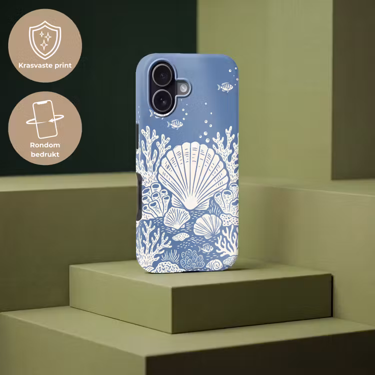Zeeleven - Koraal - Schelp - Vis - Illustratie - Onderwater Toughcase MagSafe Apple iPhone 17 klein -USP_PrintM_NL