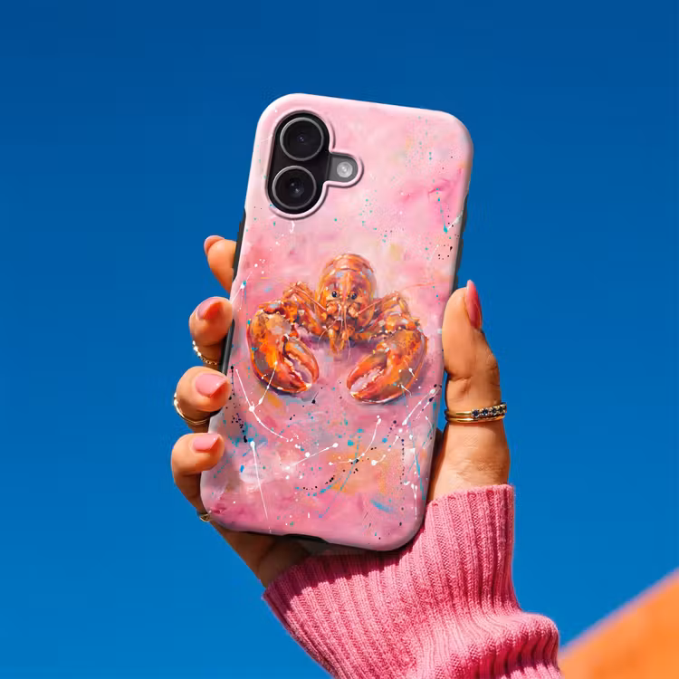 Zeeleven - Kreeft - Spatters - Abstract - Roze Toughcase MagSafe Apple iPhone 17 klein -Sfeer1V