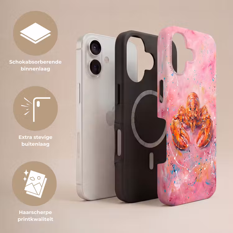 Zeeleven - Kreeft - Spatters - Abstract - Roze Toughcase MagSafe Apple iPhone 17 klein -USP_Lagen_NL