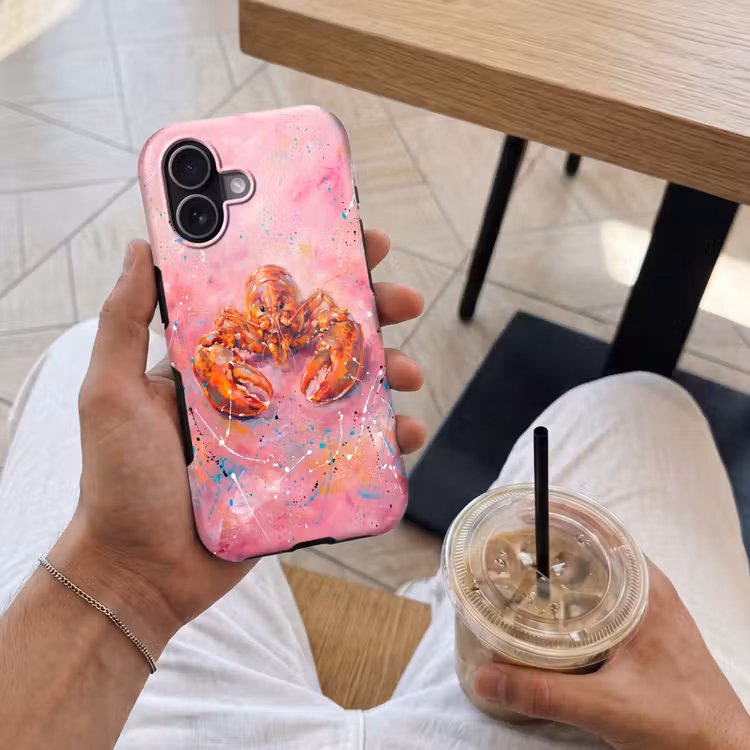 Zeeleven - Kreeft - Spatters - Abstract - Roze Toughcase MagSafe Apple iPhone 17 klein -Sfeer1M