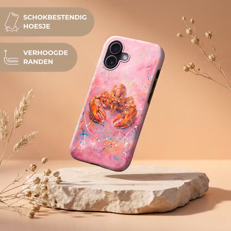 Zeeleven - Kreeft - Spatters - Abstract - Roze Toughcase MagSafe Apple iPhone 17 klein -USP_RandenV_NL