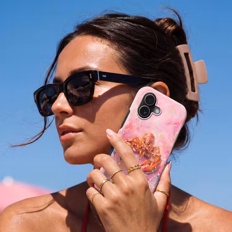 Zeeleven - Kreeft - Spatters - Abstract - Roze Toughcase MagSafe Apple iPhone 17 klein -Sfeer2V