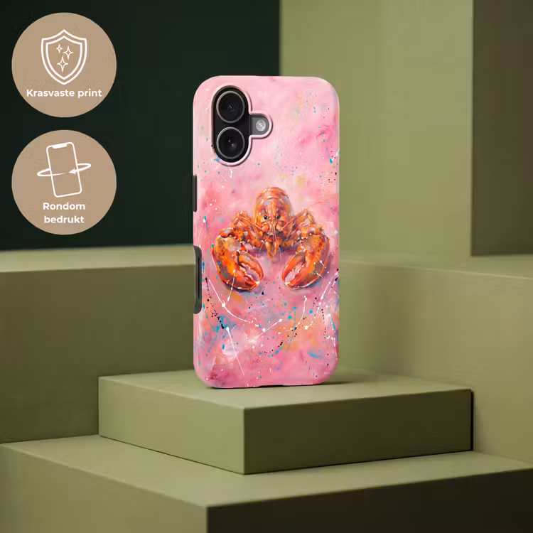 Zeeleven - Kreeft - Spatters - Abstract - Roze Toughcase MagSafe Apple iPhone 17 klein -USP_PrintM_NL