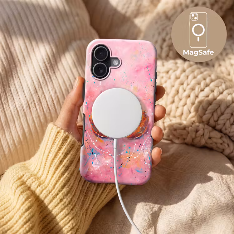 Zeeleven - Kreeft - Spatters - Abstract - Roze Toughcase MagSafe Apple iPhone 17 klein -USP_MagsafeV