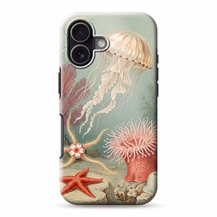 Zeeleven - Kwal - Onderwater - Illustratie - Beige Toughcase MagSafe Apple iPhone 17 klein -3d