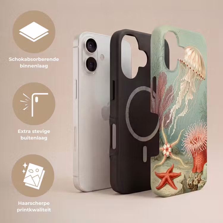 Zeeleven - Kwal - Onderwater - Illustratie - Beige Toughcase MagSafe Apple iPhone 17 klein -USP_Lagen_NL