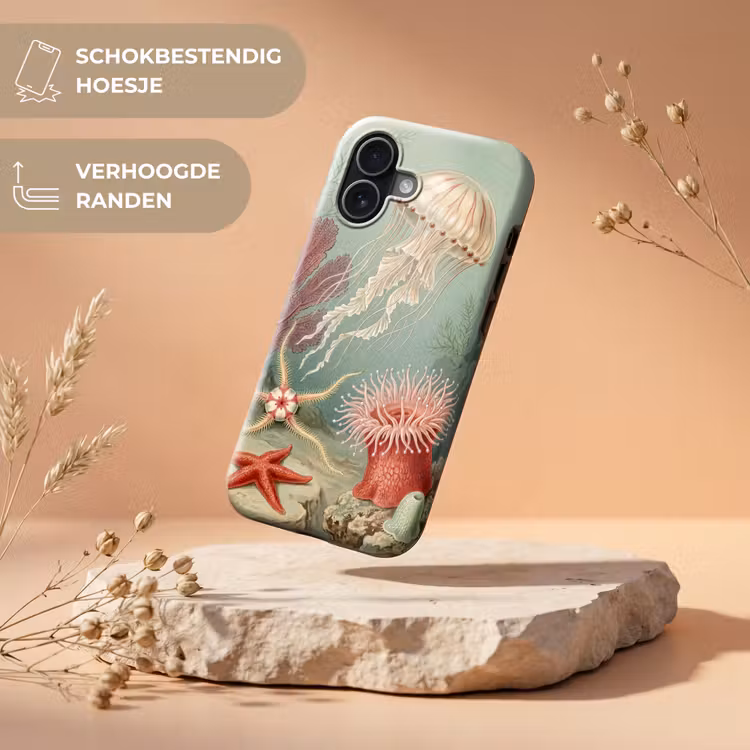 Zeeleven - Kwal - Onderwater - Illustratie - Beige Toughcase MagSafe Apple iPhone 17 klein -USP_RandenV_NL