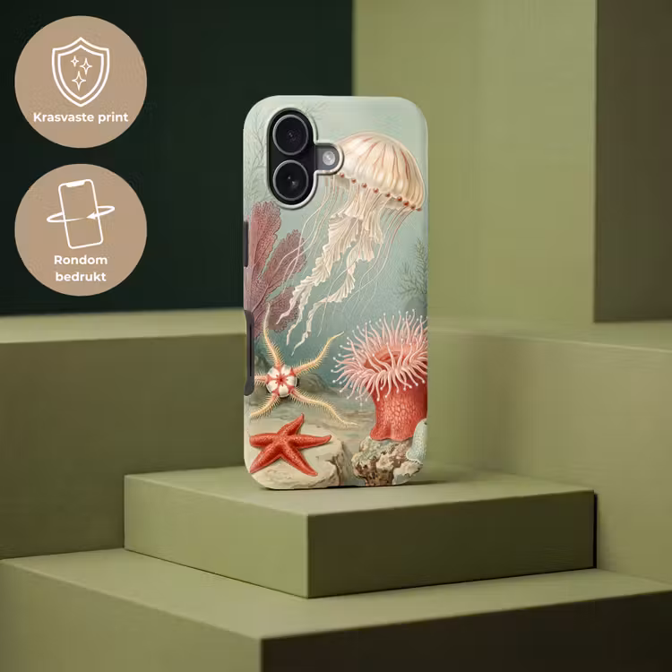 Zeeleven - Kwal - Onderwater - Illustratie - Beige Toughcase MagSafe Apple iPhone 17 klein -USP_PrintM_NL