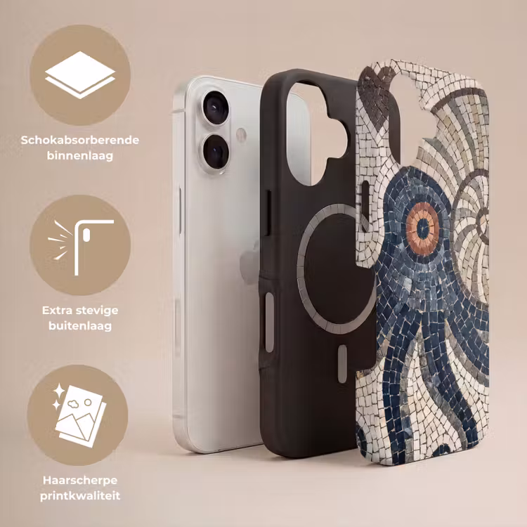 Zeeleven - Mozaïek - Kunst - Vintage - Beige Toughcase MagSafe Apple iPhone 17 klein -USP_Lagen_NL