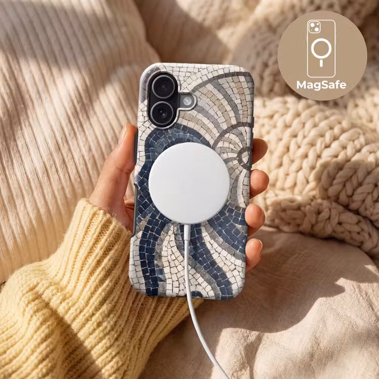 Zeeleven - Mozaïek - Kunst - Vintage - Beige Toughcase MagSafe Apple iPhone 17 klein -USP_MagsafeV