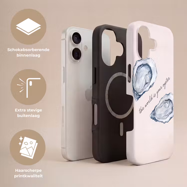 Zeeleven - Oester - Aquarel - Minimalistisch - Blauw Toughcase MagSafe Apple iPhone 17 klein -USP_Lagen_NL