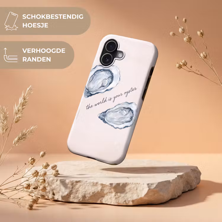 Zeeleven - Oester - Aquarel - Minimalistisch - Blauw Toughcase MagSafe Apple iPhone 17 klein -USP_RandenV_NL