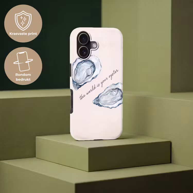 Zeeleven - Oester - Aquarel - Minimalistisch - Blauw Toughcase MagSafe Apple iPhone 17 klein -USP_PrintM_NL