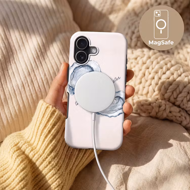 Zeeleven - Oester - Aquarel - Minimalistisch - Blauw Toughcase MagSafe Apple iPhone 17 klein -USP_MagsafeV