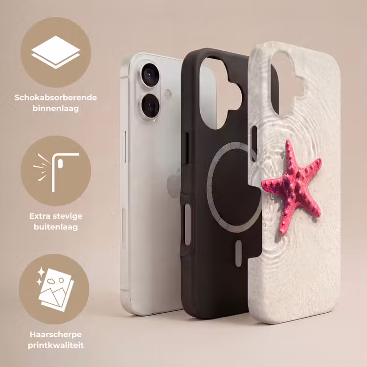 Zeeleven - Zeester - Strand - Roze - Water Toughcase MagSafe Apple iPhone 17 klein -USP_Lagen_NL