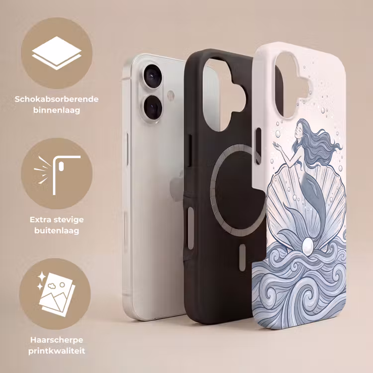 Zeemeermin - Schelp - Zee - Fantasie - Blauw Toughcase MagSafe Apple iPhone 17 klein -USP_Lagen_NL